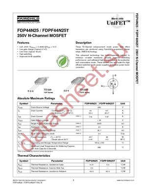 FDPF44N25T datasheet  